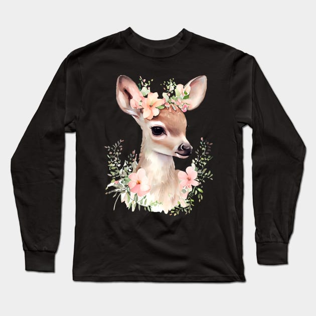 Deer Long Sleeve T-Shirt by DreamLoudArt